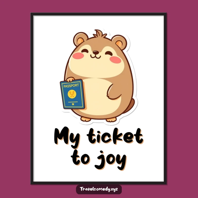 Funny Passport Animal Digital Art - Cheerful Travel Print