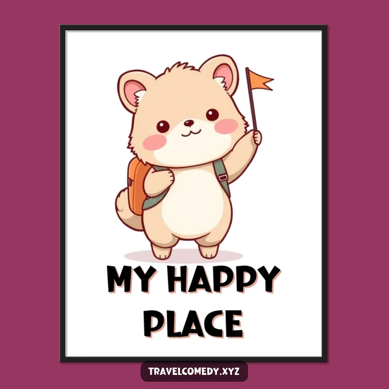 Funny Waving Animal Digital Art - Cheerful Adventure Print