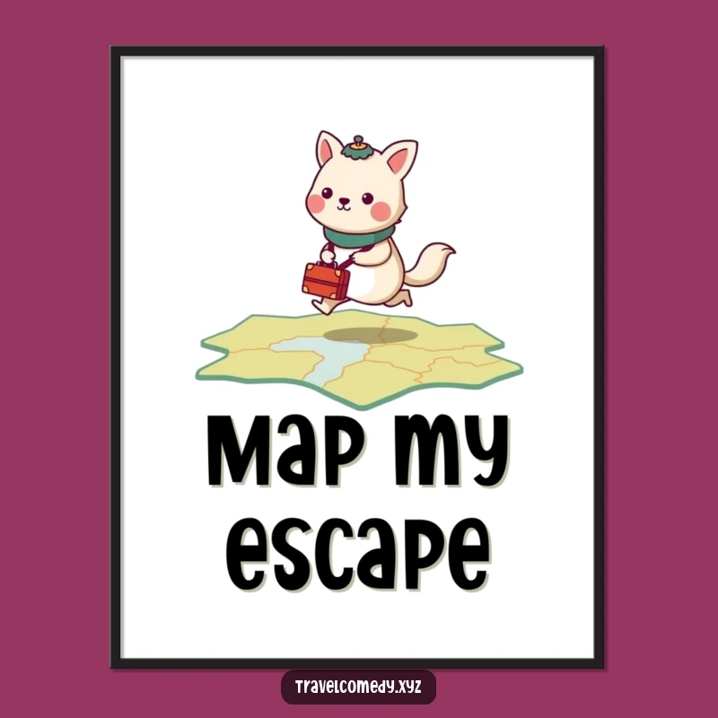 Funny Traveling Animal Digital Art - Energetic Map Print