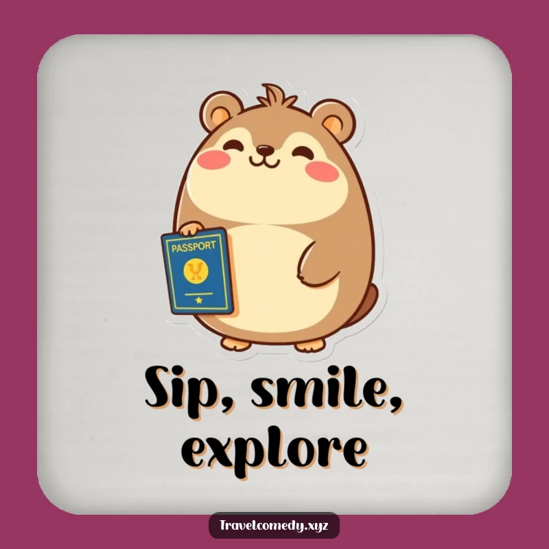 Funny Travel Coaster - Cheerful Animal Passport Drink Protector