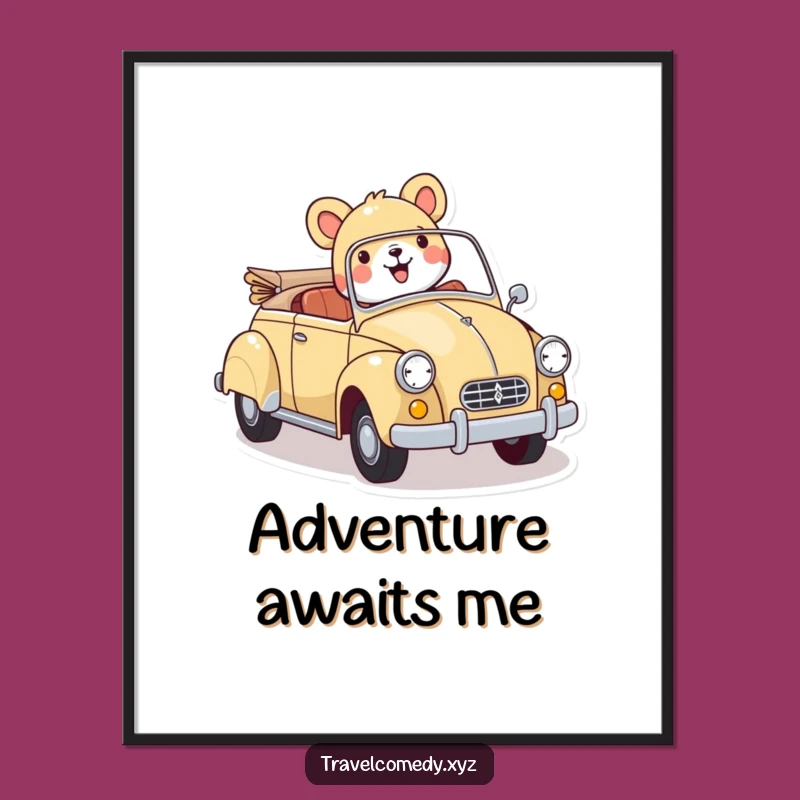 Funny Vintage Car Animal Poster: Brighten Your Walls with This Cheerful and Humorous Art!