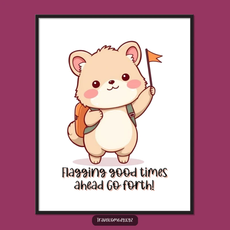 Funny Free Printable Wall Art: Happy Backpack Animal, Whimsical Decor Download