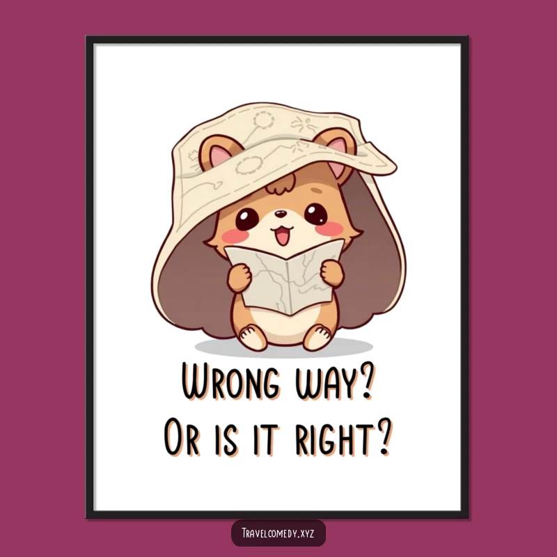 Funny Free Printable Wall Art: Lost Map Animal, Quirky Decor Download