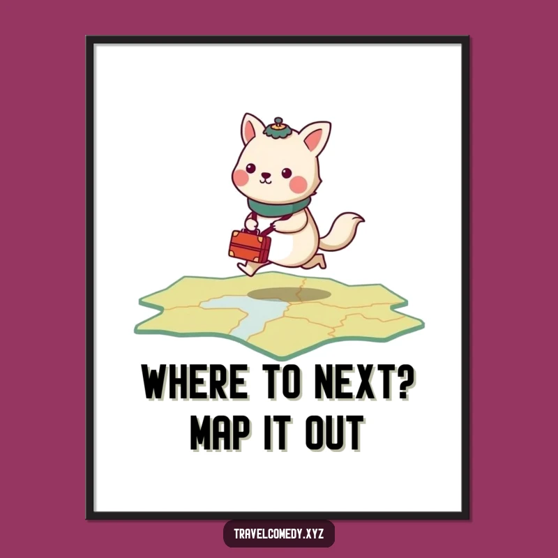 Funny Free Printable Wall Art: Travel Adventure Map Theme, Quirky Decor