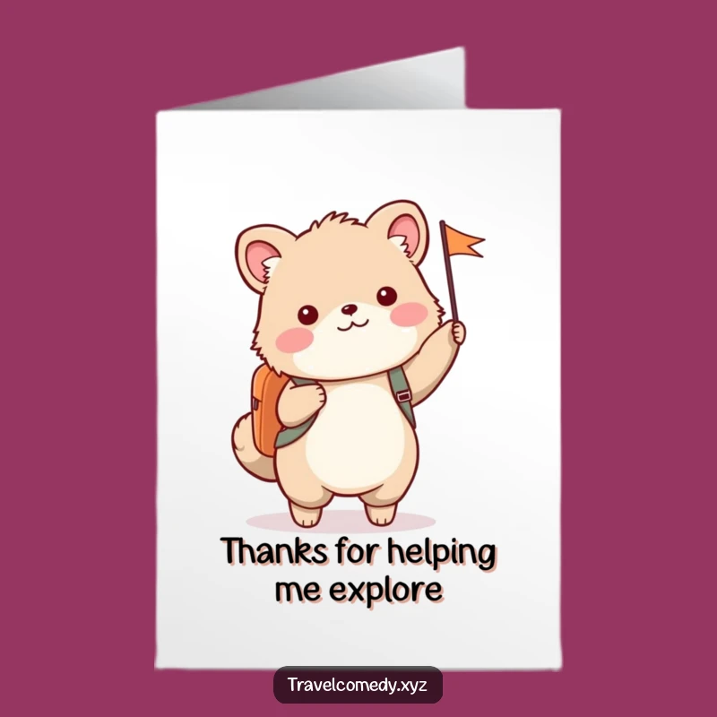 Free Printable Thank You Card: Happy Backpack Animal, Grateful Downloadable Greeting