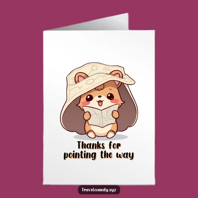 Funny Free Printable Thank You Card: Map Confusion Animal, Grateful Downloadable