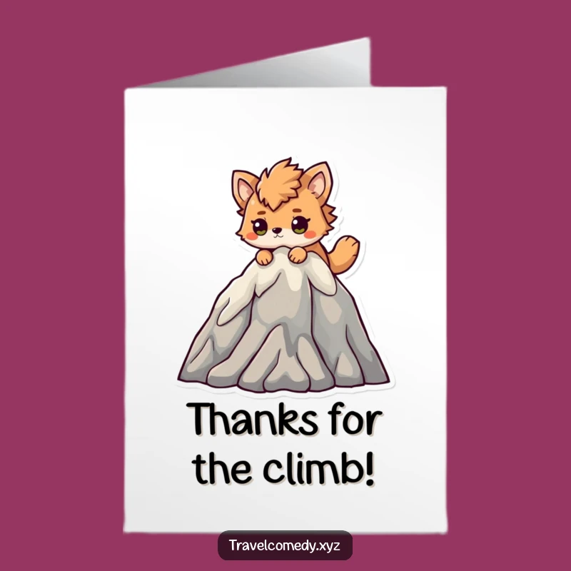 Free Printable Thank You Card: Climbing Mountain Animal - Funny Downloadable Gift!