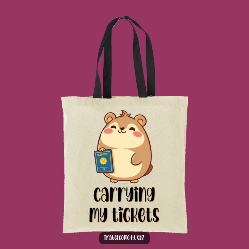 Funny Travel Tote Bag - Cheerful Animal Passport Carry-All
